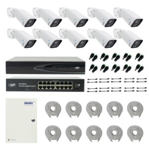 PNI House IP816 NVR paket s 10 PNI IP780 4MP kamera, izvorom, prekidačem, kabelima, utikačima i razdjelnicima