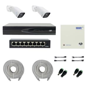 PNI House IP816 NVR paket s 2 PNI IP780 4K kamere, izvorom, prekidačem, kabelima, utikačima i razdjelnicima