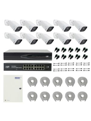 PNI House IP816 NVR paket s 10 PNI IP780 4MP kamera, izvorom, prekidačem, kabelima, utikačima i razdjelnicima