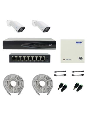 PNI House IP816 NVR paket s 2 PNI IP780 4K kamere, izvorom, prekidačem, kabelima, utikačima i razdjelnicima