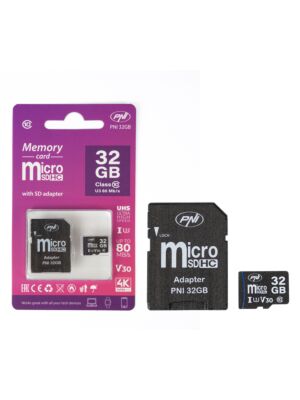 MicroSD PNI 32GB memorijska kartica sa SD adapterom, klasa 10, 80 Mb/s, V30